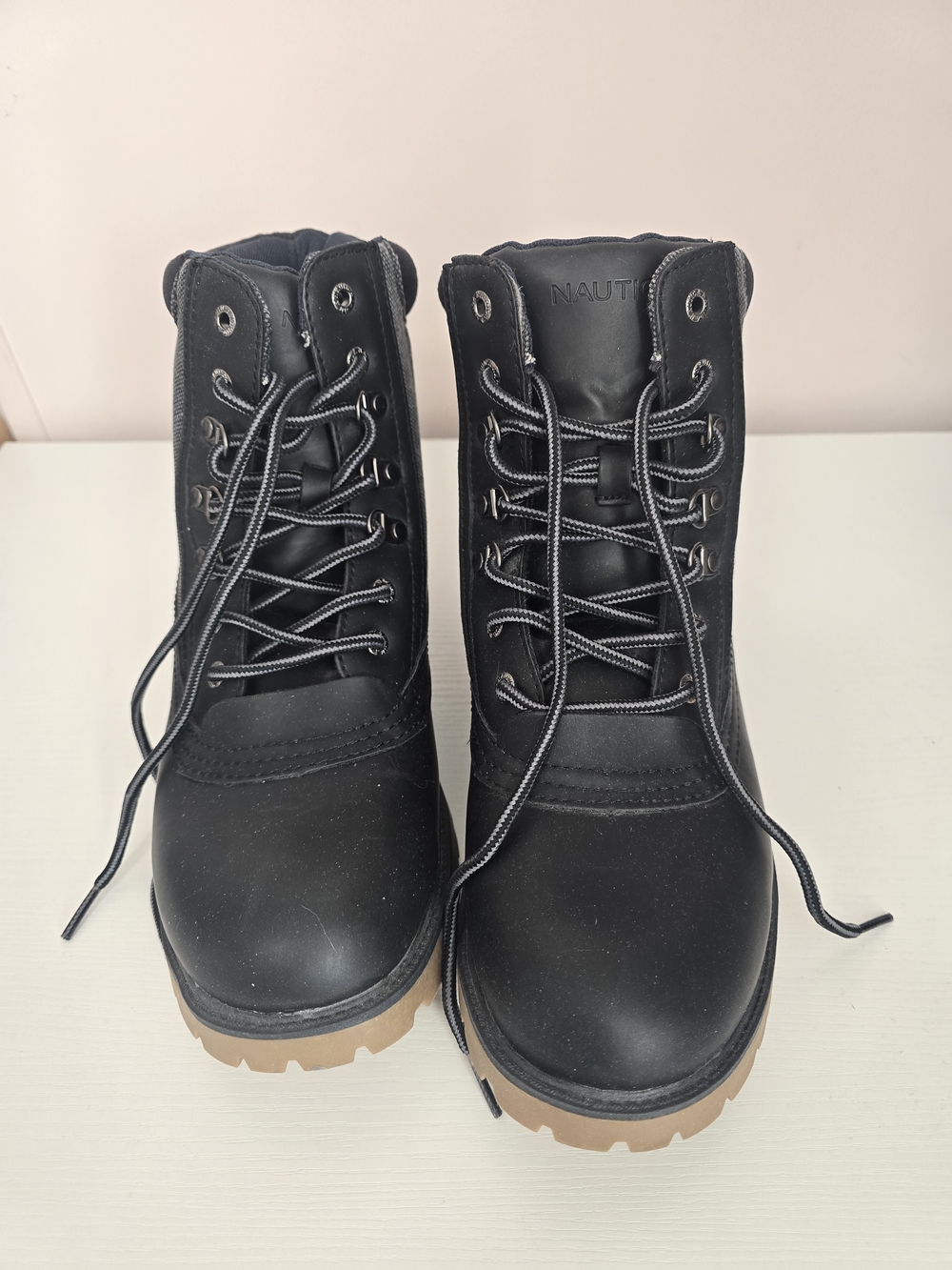 Nautica Black Lace-Up Work Boots
